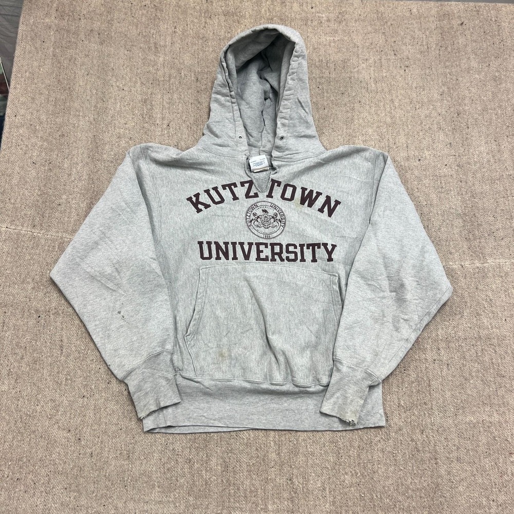 Vintage Kutztown University Hoodie Mens Medium Gray 2000s Champion Reverse Weave
